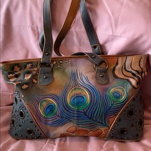 Anuschka Peacock Feather Purse